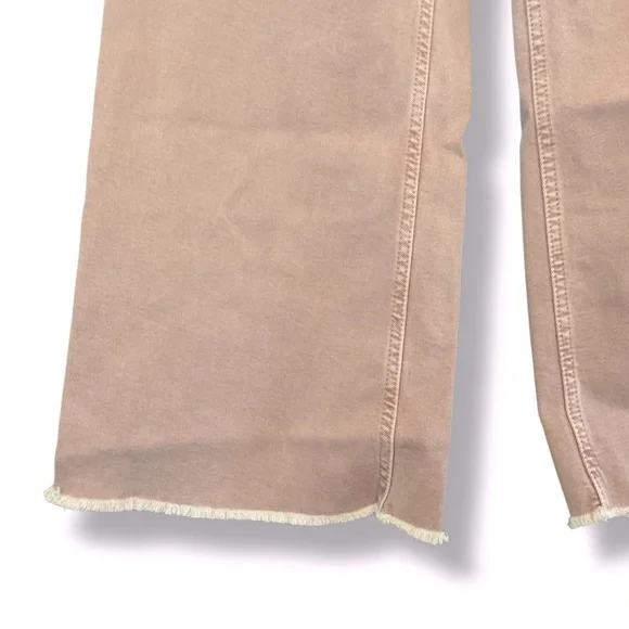 Zara Dusty Rose High Rise Flare Leg Raw Hem Stretch Denim Jeans Size 0 - Picture 5 of 6